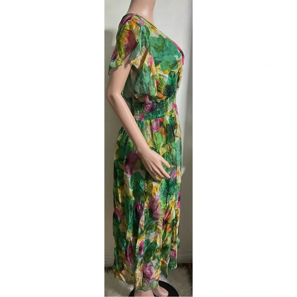 NWT LA RAGAZZE Women’s Floral Italian Silk Blend Maxi Dress - Picture 5 of 14